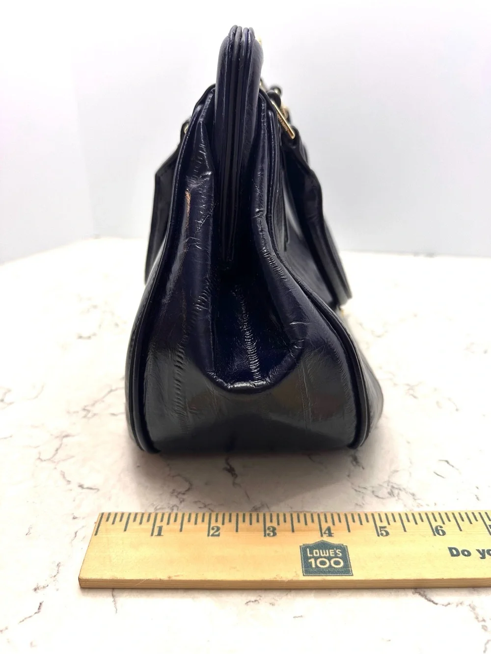 Brahmin Layla Dark Blue Structured Bag Embossed Eel Print Leather Magnetic Close